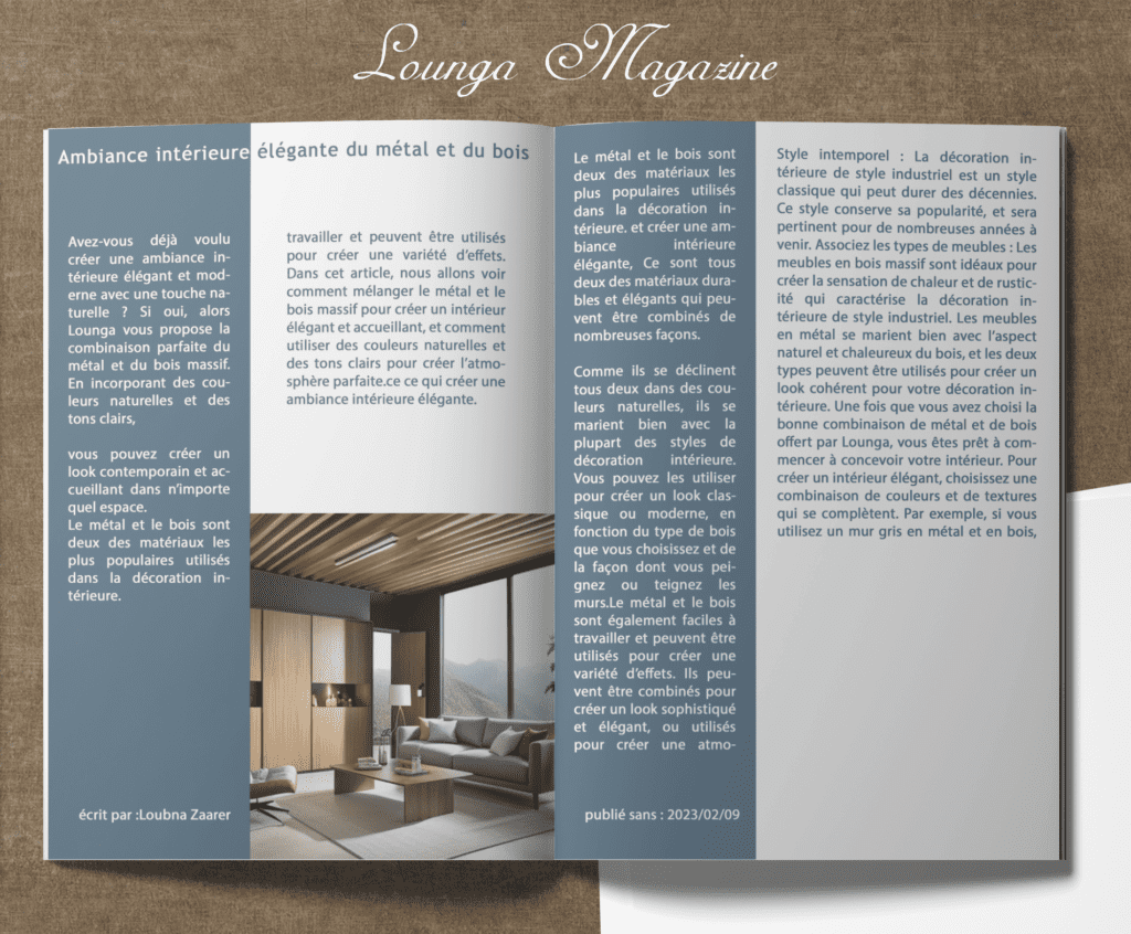 Ambiance intérieure élégante du métal et du bois 7 Ambiance