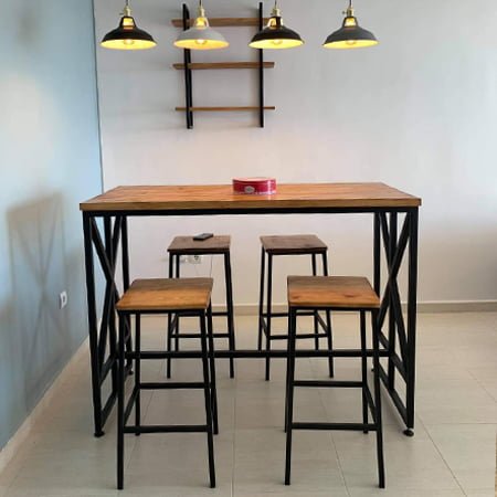Table Haute Selena 1 table haute selena bois et métal fabriquée en nos ateliers en Algérie