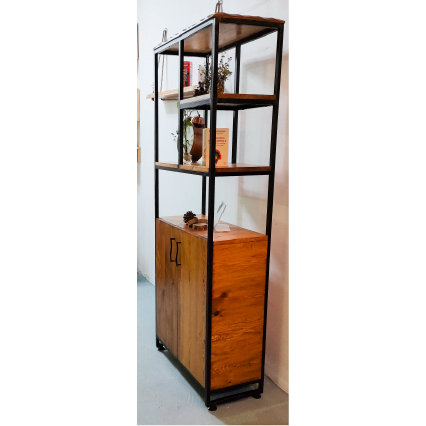 Library Hana 5 meuble etagères bois rouge