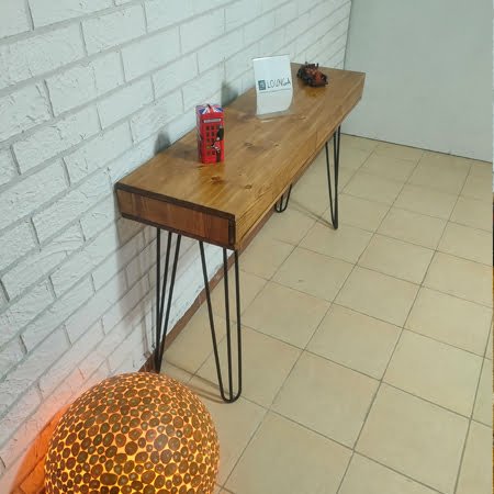 Console Lisbone 2 console d'entrée en bois massif et métal