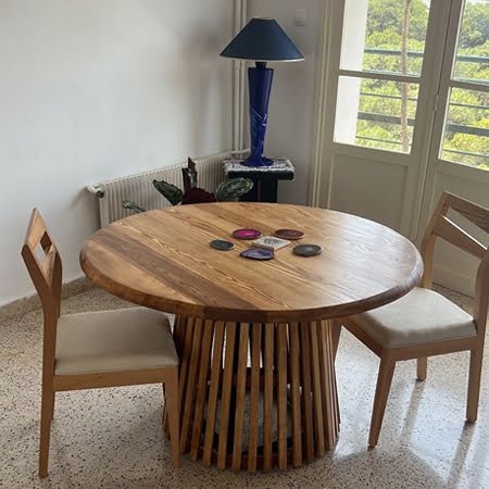 Table Ronde Perla 100 2 Table salle à manger ronde en bois de frêne fabriquée dans nos ateliers en Algérie